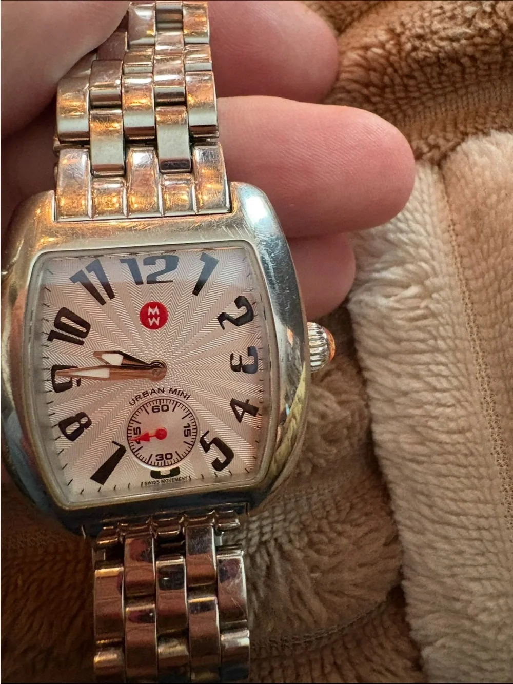 Michele Silver Stainless Steel Watch with White Dial